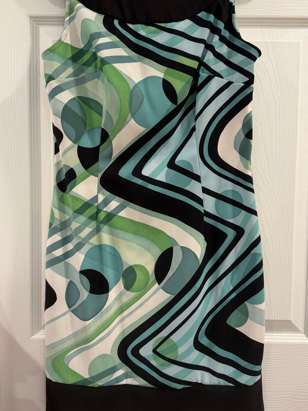 connected apparel Aqua, Green & Black Abstract One-Piece Swim Dress